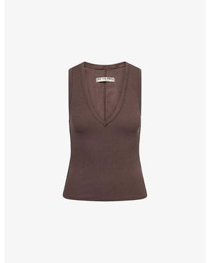 Free People Neria V-Neck Stretch-Cotton Tank Top - Brown