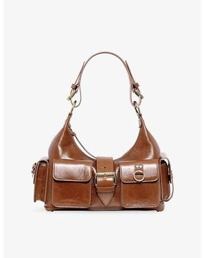 The Kooples Patch-Pocket Leather Shoulder Bag - Brown