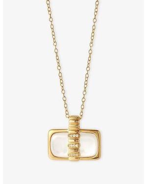 Astley Clarke Aurora Ridge 18Ct, Mother-Of-Pearl And Sapphire Pendant Necklace - Metallic