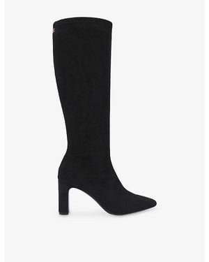 Carvela Kurt Geiger Formello Faux-Suede Heeled High-Leg Boots - Black