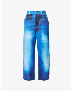 Loewe Pixel Wide-leg Mid-rise Jeans - Blue