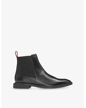 HUGO Brand-Embossed Faux-Leather Chelsea Boots - Black
