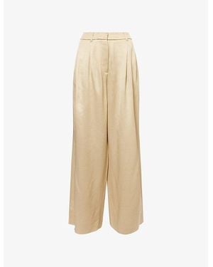 ME+EM Elevated Metallic Tailored Wide-Leg Woven Trousers - Natural