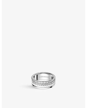 Boucheron Quatre Double Edition Small 18Ct- Hyceram And 0.26Ct Round-Brilliant Cut Diamond Ring - White