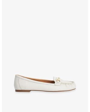 Dune Guno Snaffle Suede Loafers - White