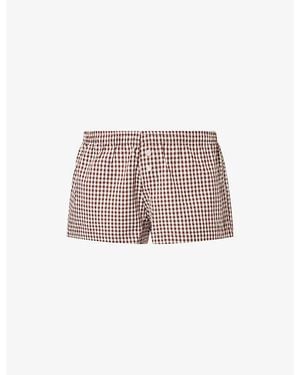 Ru & Rocka Gaia Gingham Cotton Mini Shorts - Pink