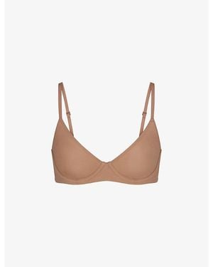 Skims Fits Everybody Unlined Stretch-Woven Bra - White
