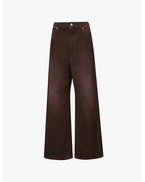 Marni Straight-Leg Embroidered-Logo Denim Jeans - Brown