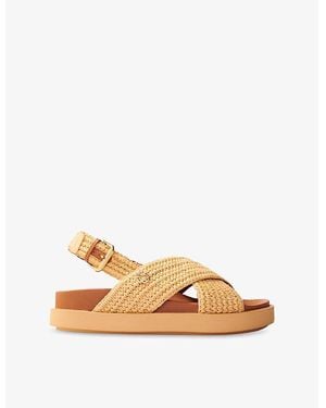 Maje Raffia-Effect Flat Sandals - Natural