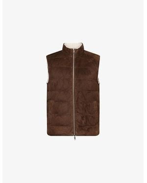 Eleventy Reversible Sleeveless Cable-Knit Gilet - Brown