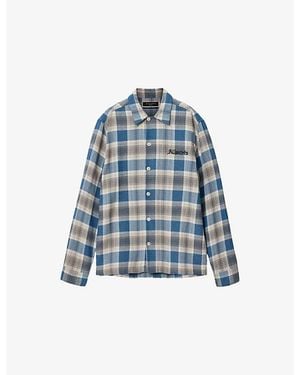AllSaints Alta Logo-Embroidered Checked Cotton Shirt - Blue