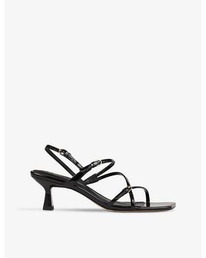 Sandro Strappy Square-Toe Leather Heeled Sandals - White