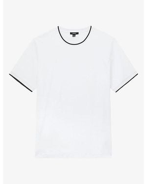 Reiss Ainsley Contrast-Tipping Short-Sleeve Cotton T-Shirt - White