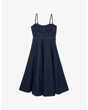 Reiss Emma Sleeveless Denim Midi Dress - Blue