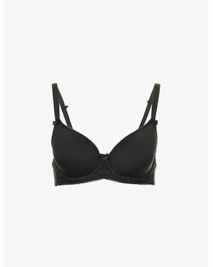 Panache Cari Spacer Picot Stretch-Woven T-Shirt Bra - Black