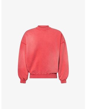 Cole Buxton Distressed Relaxed-Fit Cotton Sweatshirt - Red