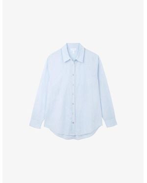 The White Company Long-Sleeved Voile-Texture Cotton Shirt - Blue