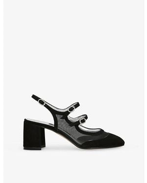 CAREL PARIS Bananight Triple-Strap Suede Mary Jane Court Shoes - Black