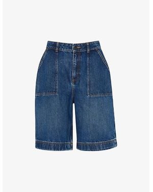 Whistles Raya Long-Line High-Rise Denim Shorts - Blue