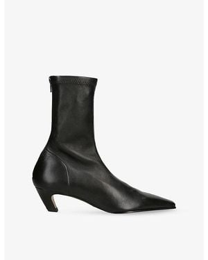 KHAITE Arizona 40 Leather Ankle Boots - Black