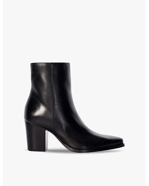 Dune Paxten Pointed-Toe Leather Ankle Boots - Black