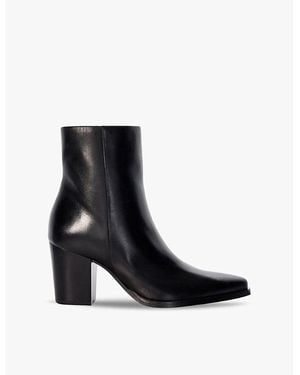Dune Paxten Pointed-Toe Leather Ankle Boots - Black