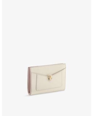 BVLGARI Serpenti Forever Leather Card Holder - White