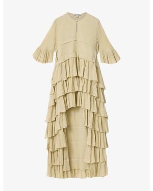 AllSaints Cavarly Frill-Trim Cotton Maxi Dress - Metallic