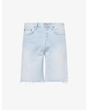 Agolde Anson Frayed-Hem Denim Shorts - Blue
