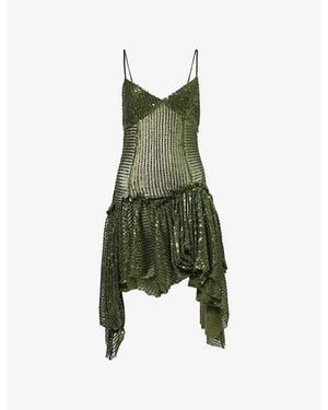 Siedres Lustina Backless Sequinned Mini Dress - Green