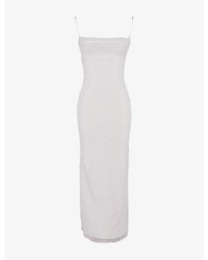 House Of Cb Calla Pearl-Embellished Woven Maxi Dress - White