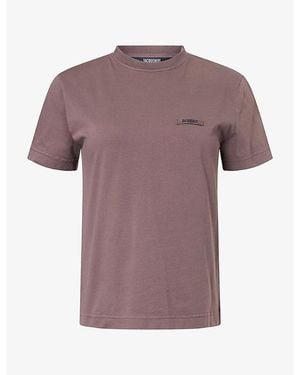 Jacquemus Le T-Shirt Grosgrain-Logo Cotton-Jersey T-Shirt - Purple