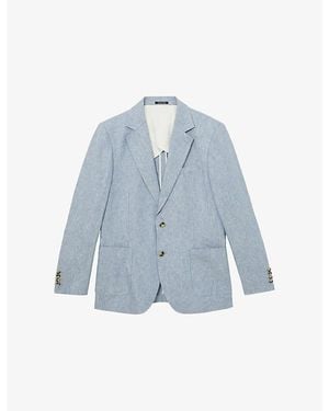 Reiss Atlantic Single-Breasted Linen Blazer - Blue