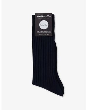 Pantherella Danvers Branded Cotton-Blend Socks - Blue