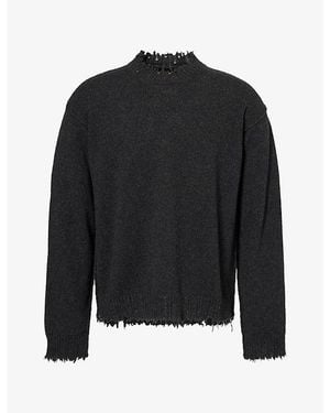 Uma Wang Long-Sleeve Raw-Edge Cashmere Jumper - Black