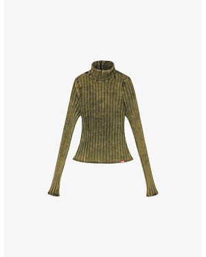 DIESEL T-Clawa High-Neck Stretch-Cotton Top - Green