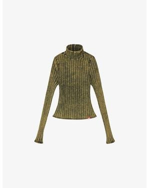 DIESEL T-Clawa High-Neck Stretch-Cotton Top - Green