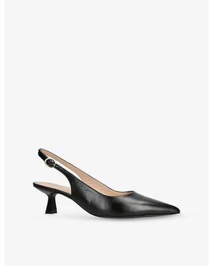 Stuart Weitzman Stuart Sculpt 50 Leather Slingback Courts - Black