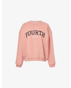 4th & Reckless Leon Brand-Print Cotton Sweatshirt - Pink