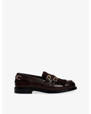 Sandro Buckle Flat Leather Loafers - Black