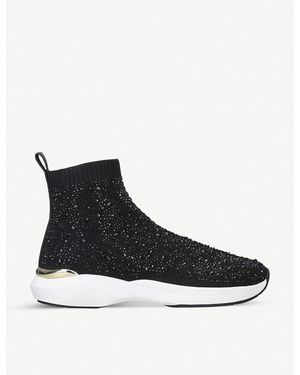 Carvela Kurt Geiger Womens Black Jibberish Bling High-top Woven Trainers 4