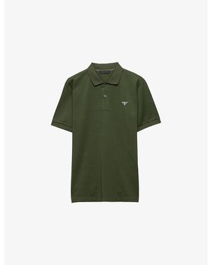 Prada Triangle-Logo Cotton-Piqué Polo Shirt - Green