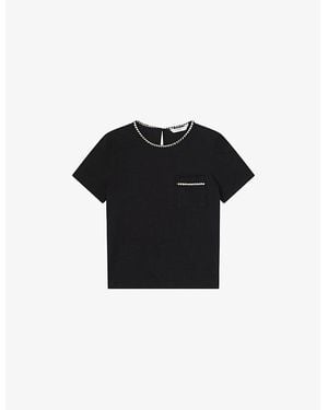 LK Bennett Vita Contrast-Trim Cotton-Jersey T-Shirt - Black