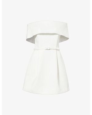 Nadine Merabi Harper Off-Shoulder Woven Mini Dress - White
