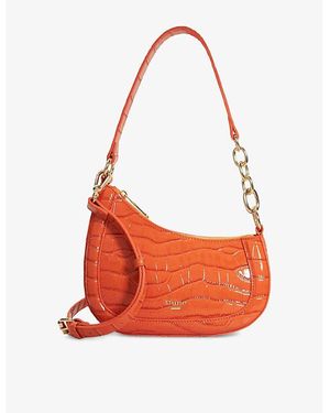 Dune Direction Asymmetric Chain-Detail Faux-Leather Shoulder Bag - Red