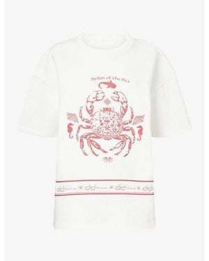 Ara Brand-Print Relaxed-Fit Cotton T-Shirt - White