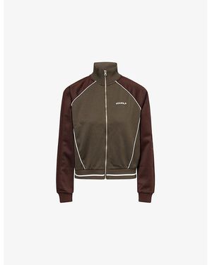 ADANOLA Embroidered-Logo Long-Sleeve Jersey Track Jacket - Brown