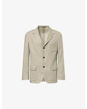 Corneliani Long-Sleeve Wool And Silk Blend Blazer - Natural