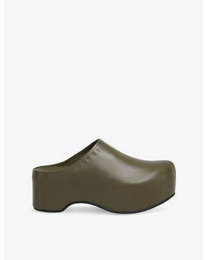 Marni Chunky Leather Clogs - Green
