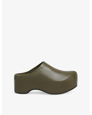 Marni Chunky Leather Clogs - Green